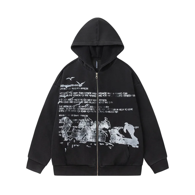Men Hip Hop Hoodie Sweatshirt Streetwear Vintage Wash Letter Print Pullover Autumn Harajuku Cotton Full Zipper Hooded Hoodie
Men Hip Hop Hoodie Sweatshirt Streetwear Vintage Wash Letter Print Pullover Autumn Harajuku Cotton Full Zipper Hooded Hoodie
