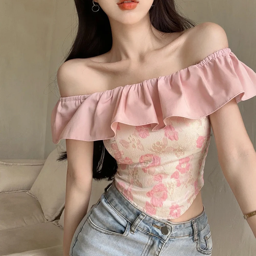 Floral Pattern Top Hot Girl Style Summer Events Casual Hot Girl Outfit Slim Fit Top Irregular Design No Collar
Floral Pattern Top Hot Girl Style Summer Events Casual Hot Girl Outfit Slim Fit Top Irregular Design No Collar