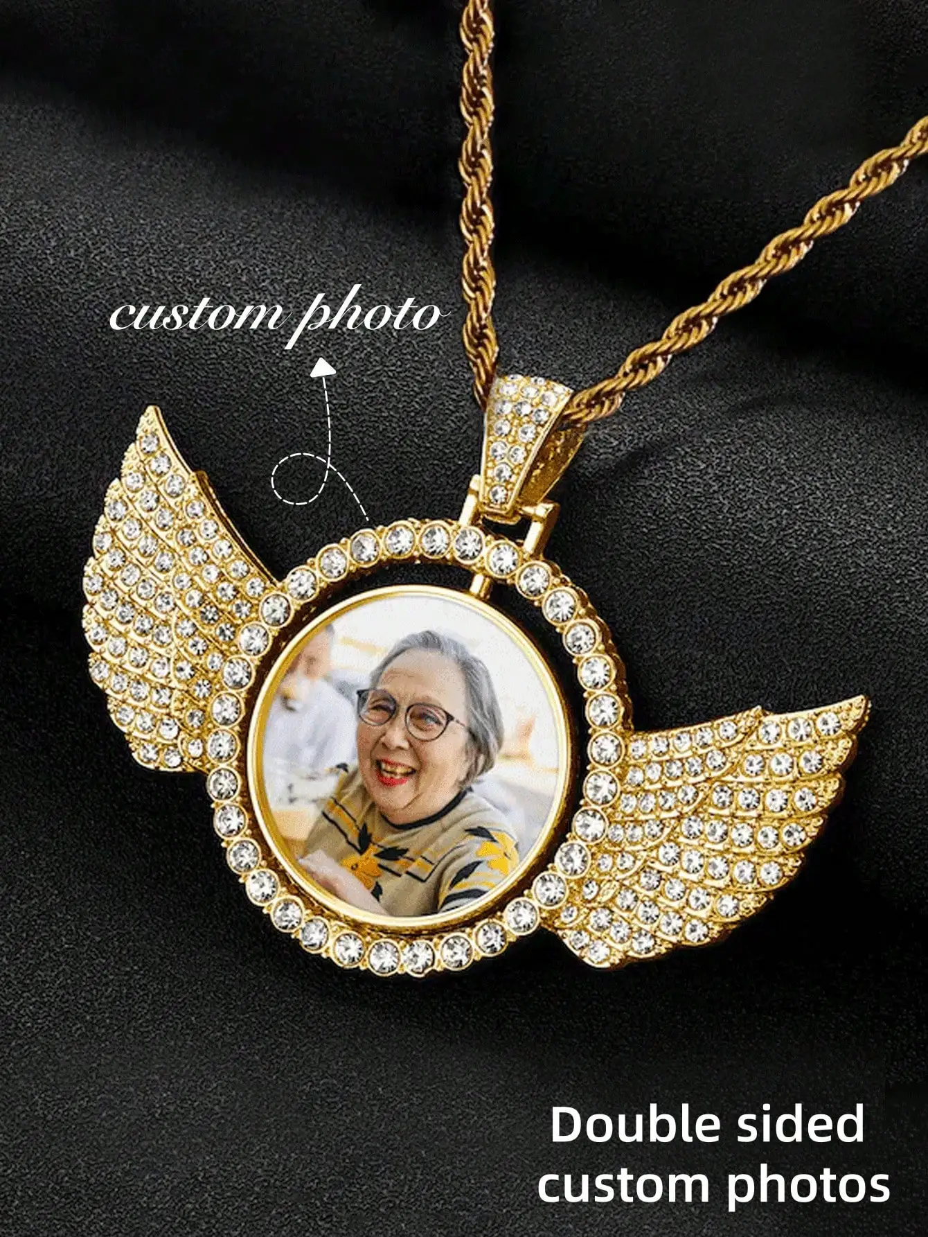 1 personalized photo pendant necklace, custom picture angel wing pendant necklace, unisex sequin gold and silver, fashion retro
1 personalized photo pendant necklace, custom picture angel wing pendant necklace, unisex sequin gold and silver, fashion retro