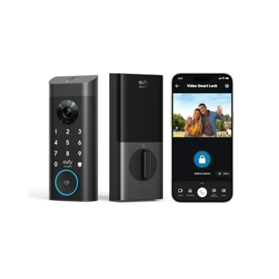 Smart E330, 3-in-1 Camera+Doorbell+Fingerprint Keyless Entry Door Lock, Smart Built-in Wi-Fi Deadbolt for Front Door, Auto Lock
Smart E330, 3-in-1 Camera+Doorbell+Fingerprint Keyless Entry Door Lock, Smart Built-in Wi-Fi Deadbolt for Front Door, Auto Lock