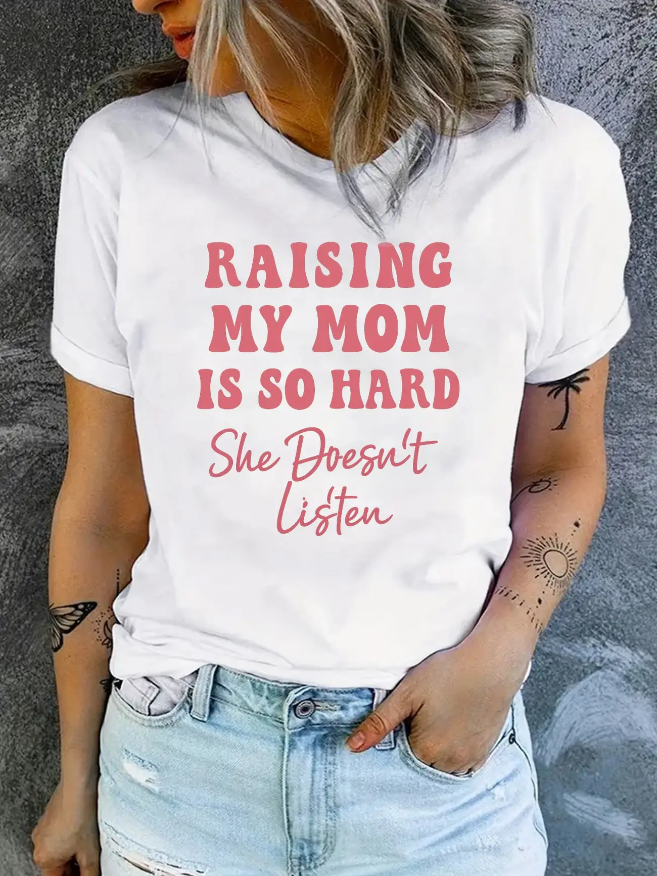 Plus size women's short sleeve T-shirt Raising My Mom Is So Hard She Doesn't Listen Daily comfortable and versatile style
Plus size women's short sleeve T-shirt Raising My Mom Is So Hard She Doesn't Listen Daily comfortable and versatile style