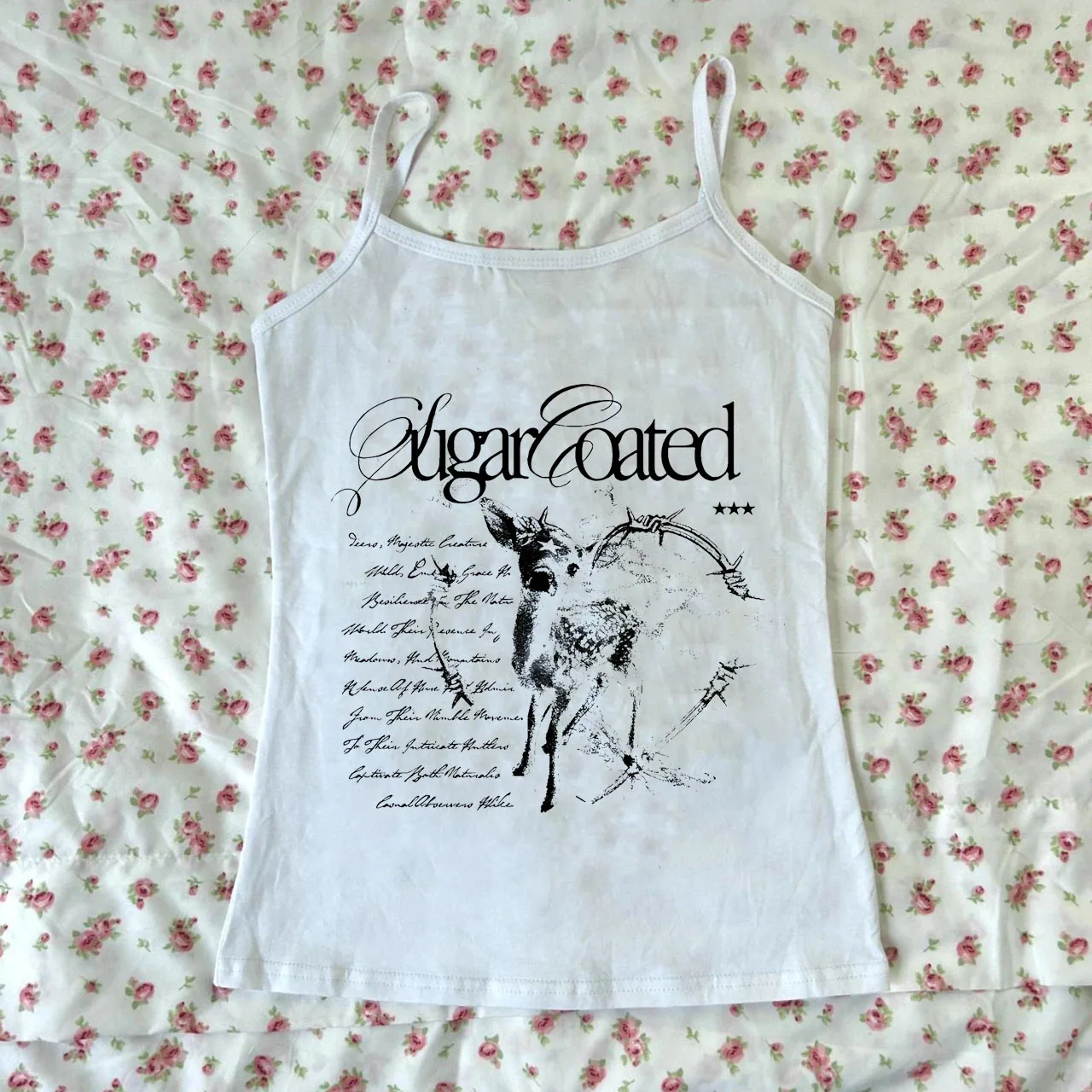 Summer Harajuku Y2K women's cute deer vest Gothic sleeveless crop top with exposed navel letter print aesthetic Emo girl fashion
Summer Harajuku Y2K women's cute deer vest Gothic sleeveless crop top with exposed navel letter print aesthetic Emo girl fashion
