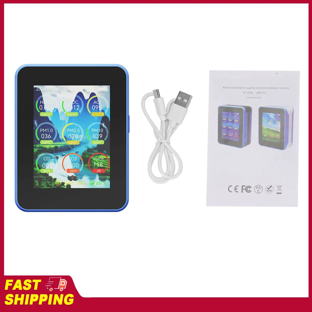 Air Quality Monitor 15IN1 Indoor Temperature and Humidity Detector Multi-function Tester Support APP Operate 2.8inch TFT Color
Air Quality Monitor 15IN1 Indoor Temperature and Humidity Detector Multi-function Tester Support APP Operate 2.8inch TFT Color
