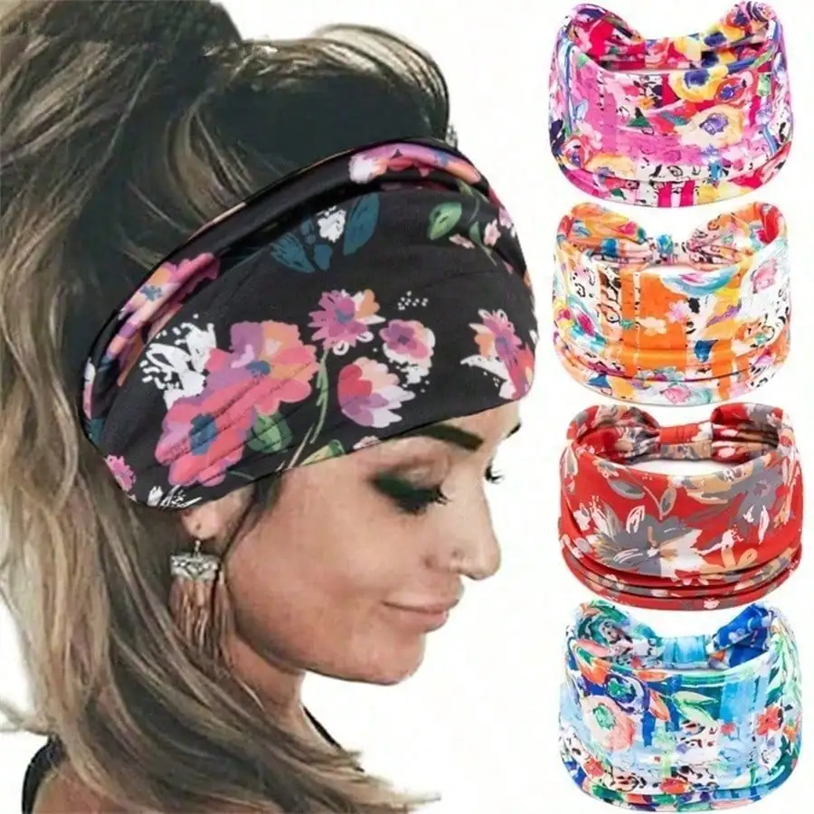 Bohemian Wide Floral Print Headband For Women Elastic Turban Hair Wrap Soft Comfortable Gym Hairband
Bohemian Wide Floral Print Headband For Women Elastic Turban Hair Wrap Soft Comfortable Gym Hairband