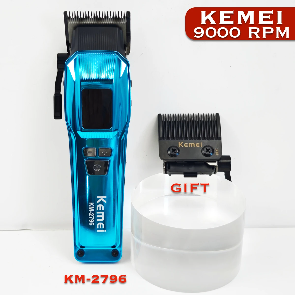 9000RPM dual blade KEMEI KM2796 electric hair clipper Professional Trimmer Adjustable Brushless Motor Haircut Machine For Man
9000RPM dual blade KEMEI KM2796 electric hair clipper Professional Trimmer Adjustable Brushless Motor Haircut Machine For Man