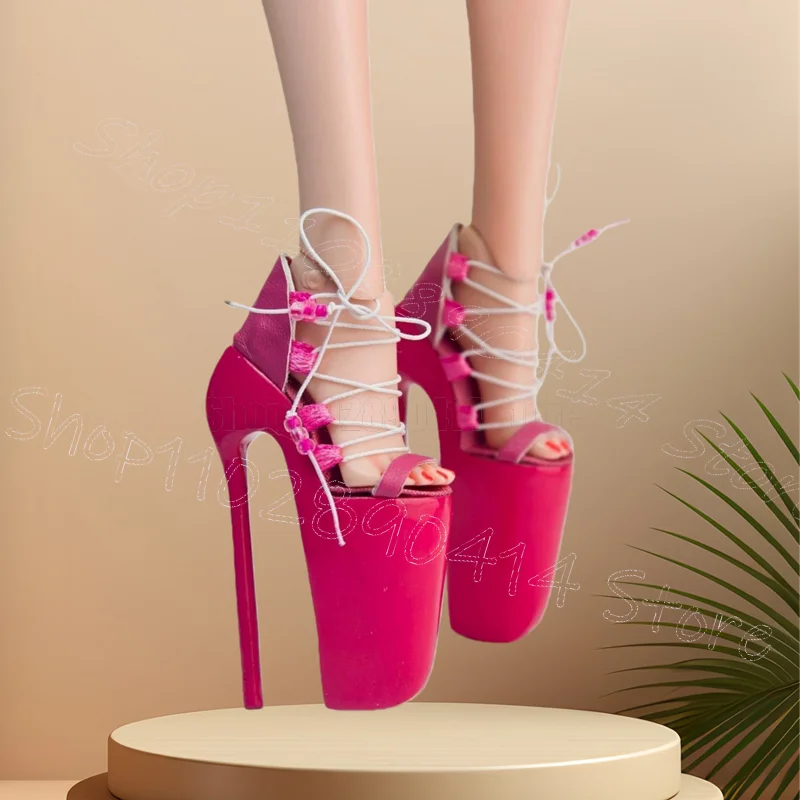 Rose Red High Platform Patent Leather Sandals Lace Up Women Shoes Thin High Heels Open Toe Novel Party 2026 Zapatos Para Mujere
Rose Red High Platform Patent Leather Sandals Lace Up Women Shoes Thin High Heels Open Toe Novel Party 2026 Zapatos Para Mujere