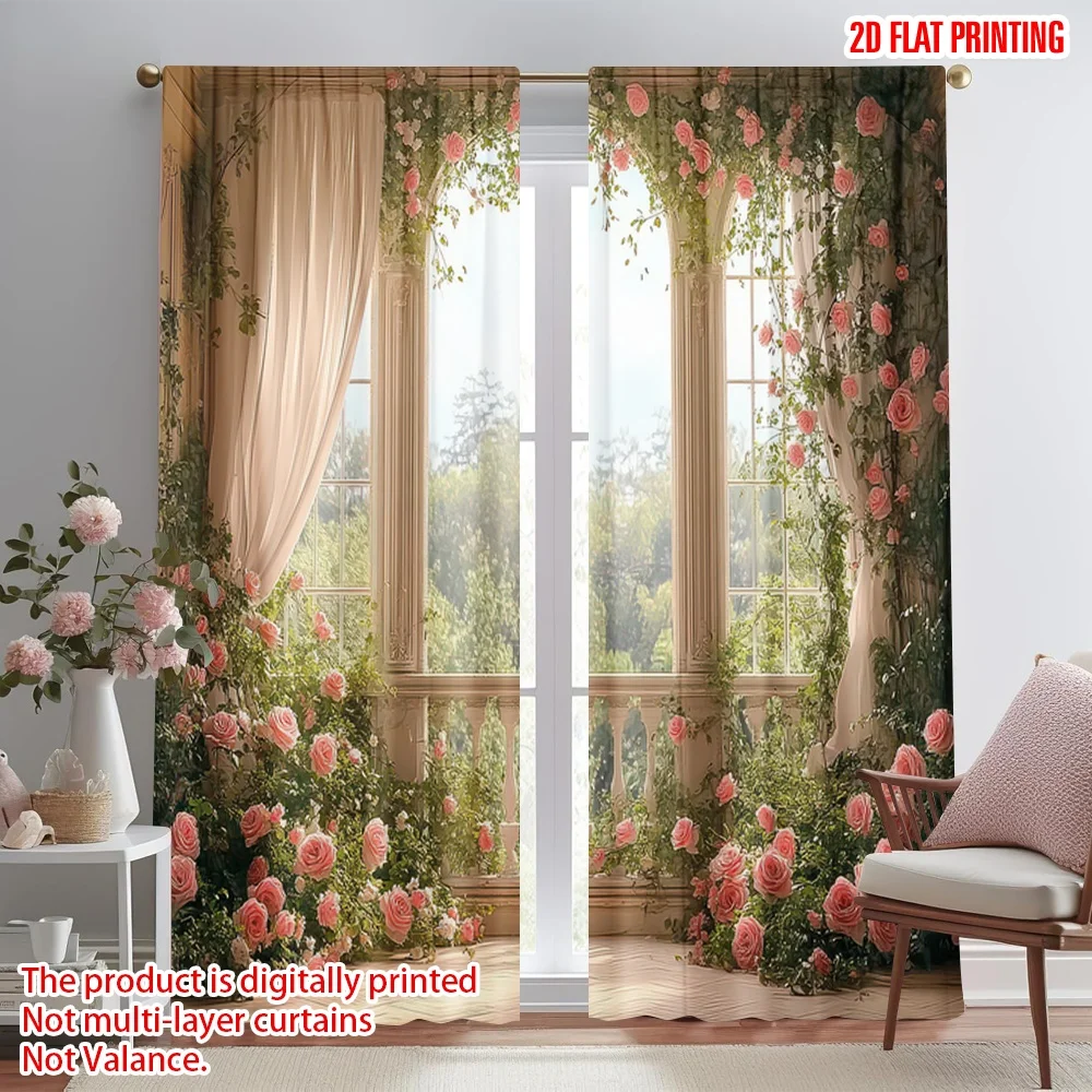 2D flat printing 2pcs Window Treatment Curtains Romantic Rose View Digital Printed Polyester Drapes Festive Wall Decor Perfect
2D flat printing 2pcs Window Treatment Curtains Romantic Rose View Digital Printed Polyester Drapes Festive Wall Decor Perfect