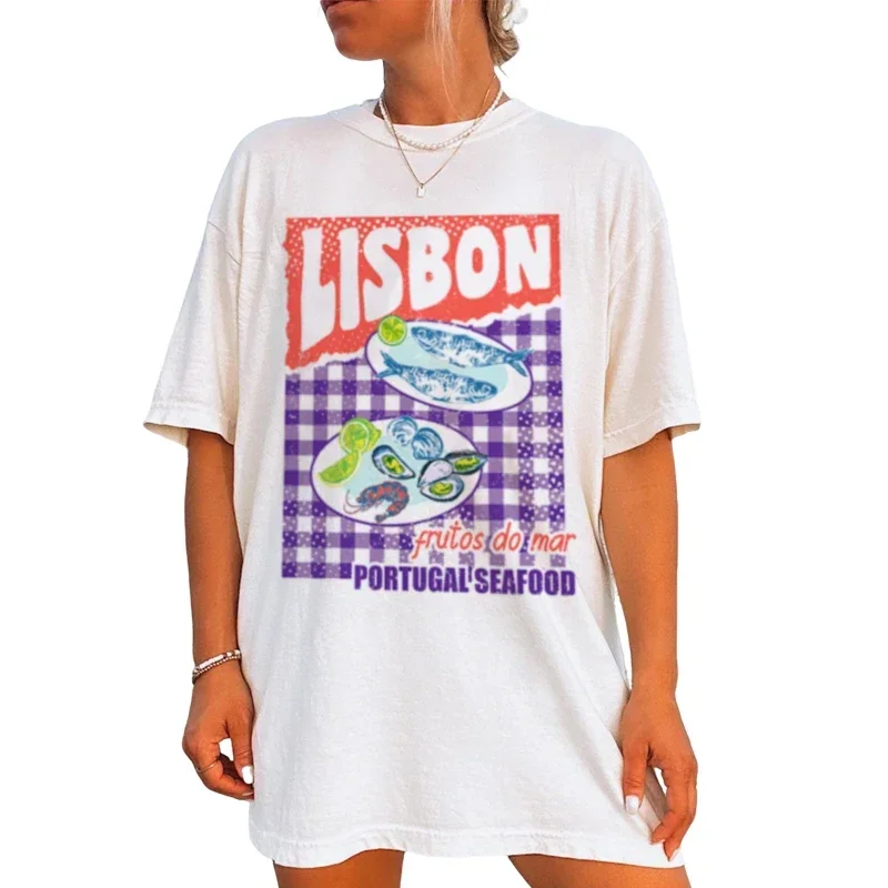 Plus Size Women Retro Lisbon Seafood Graphic Tee Sardine Oyster T Shirt Cute Aesthetic Foodie Summer Loose Vacation Top 
Plus Size Women Retro Lisbon Seafood Graphic Tee Sardine Oyster T Shirt Cute Aesthetic Foodie Summer Loose Vacation Top