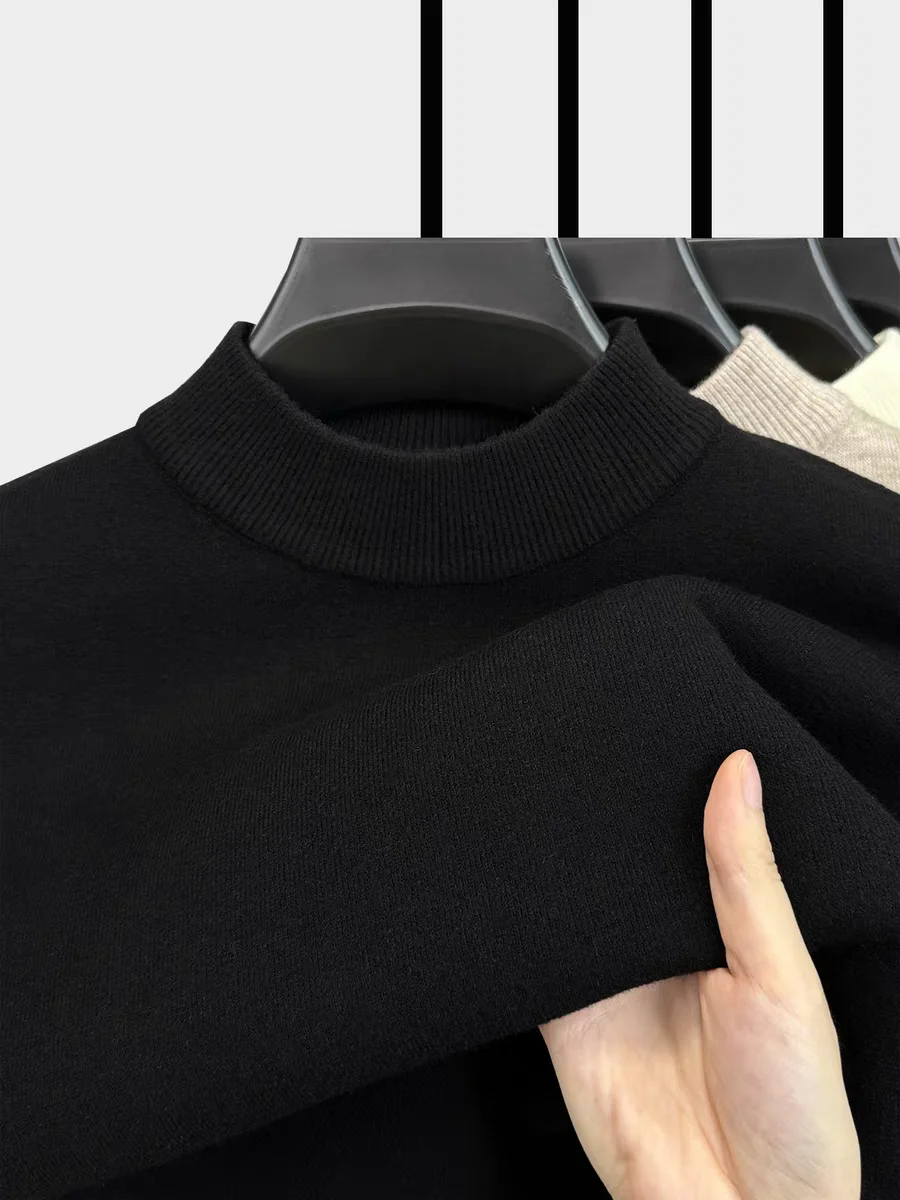 High end brand semi high neck long sleeved men's knitted sweater autumn winter solid color warm pullover Korean fashion design
High end brand semi high neck long sleeved men's knitted sweater autumn winter solid color warm pullover Korean fashion design