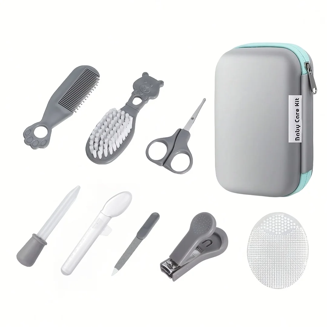 8pcs Baby Care Set with Portable Case- Baby Grooming Set, Healthcare Kit with Feeding Dropper, Nail Clipper, Comb, Brushes &More
8pcs Baby Care Set with Portable Case- Baby Grooming Set, Healthcare Kit with Feeding Dropper, Nail Clipper, Comb, Brushes &More