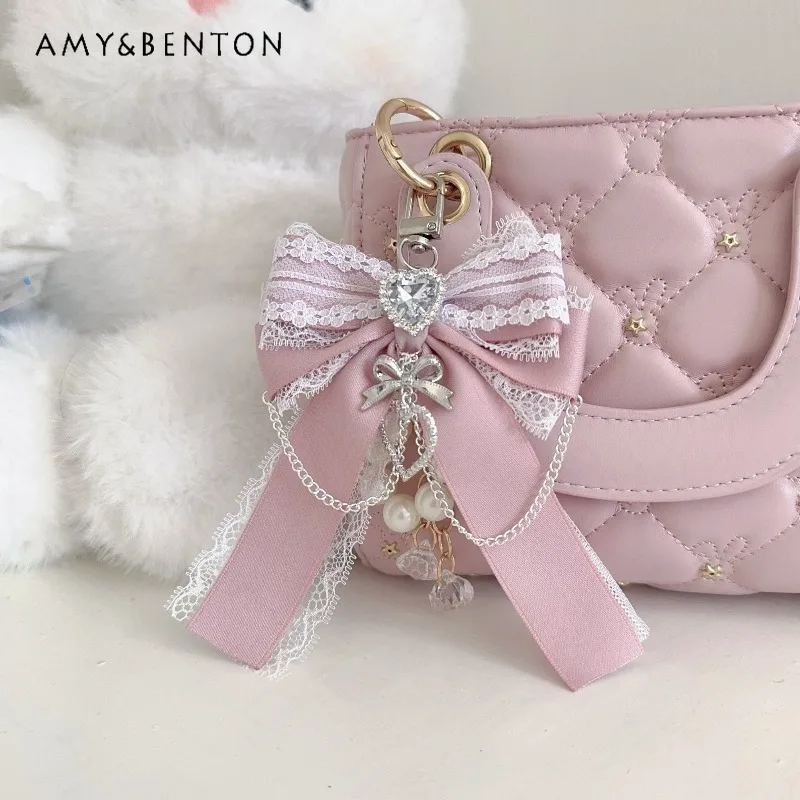 Exquisite Mass-Produced Cute Japanese Women's Bag Bowknot Accessories Versatile Lace Ins Sweet Lace Heart Rhinestone Pendant
Exquisite Mass-Produced Cute Japanese Women's Bag Bowknot Accessories Versatile Lace Ins Sweet Lace Heart Rhinestone Pendant