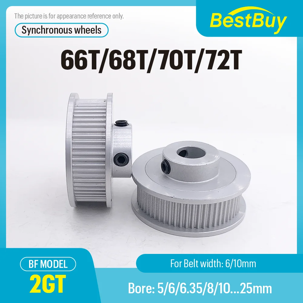 GT2 Timing Belt Pulley 2GT for 3D Printer 66T 68T 70T 72 Teeth Bore 5/6/6.35-25mm Belt Width 6/10mm - 3D Printer GT2 BF Pulley
GT2 Timing Belt Pulley 2GT for 3D Printer 66T 68T 70T 72 Teeth Bore 5/6/6.35-25mm Belt Width 6/10mm - 3D Printer GT2 BF Pulley