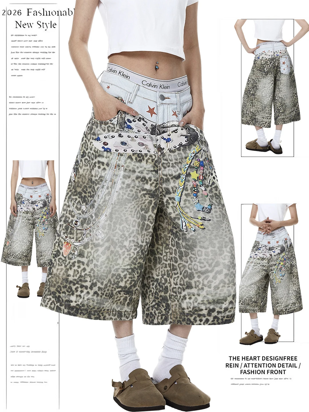 American 3D Printed Belted Denim Shorts Women's Summer New Design Vintage Wide Leg Short Pants Leopard Print Casual Wear
American 3D Printed Belted Denim Shorts Women's Summer New Design Vintage Wide Leg Short Pants Leopard Print Casual Wear