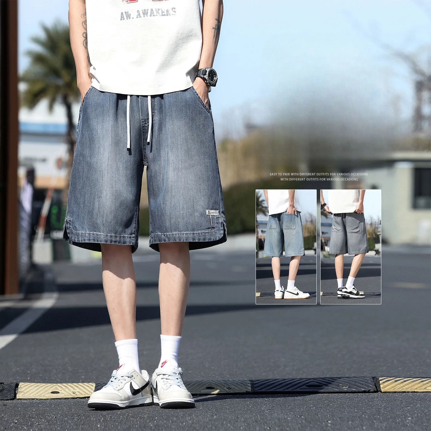 Soft Cosy Lyocell Thin Men's Denim Shorts Summer Streetwear Clothes Loose Jeans Pants Drawstring Elastic Waist Casual Shorts Man
Soft Cosy Lyocell Thin Men's Denim Shorts Summer Streetwear Clothes Loose Jeans Pants Drawstring Elastic Waist Casual Shorts Man