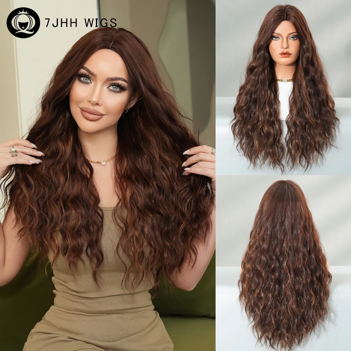 7JHH WIGS Long Water Wave Mocha Brown Wig for Women Synthetic Modest Fashion Heat-Resistant Middle Part Wear and Go Wigs
7JHH WIGS Long Water Wave Mocha Brown Wig for Women Synthetic Modest Fashion Heat-Resistant Middle Part Wear and Go Wigs