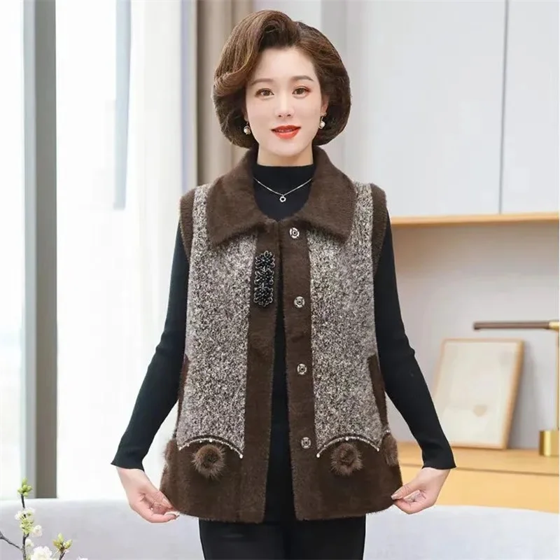 Норковый бархатный жилет, женское пальто 2022, осень-зима, новинка для пожилых мам среднего возраста, трикотажная куртка без рукавов, женский толстый жилет 
Норковый бархатный жилет, женское пальто 2022, осень-зима, новинка для пожилых мам среднего возраста, трикотажная куртка без рукавов, женский толстый жилет