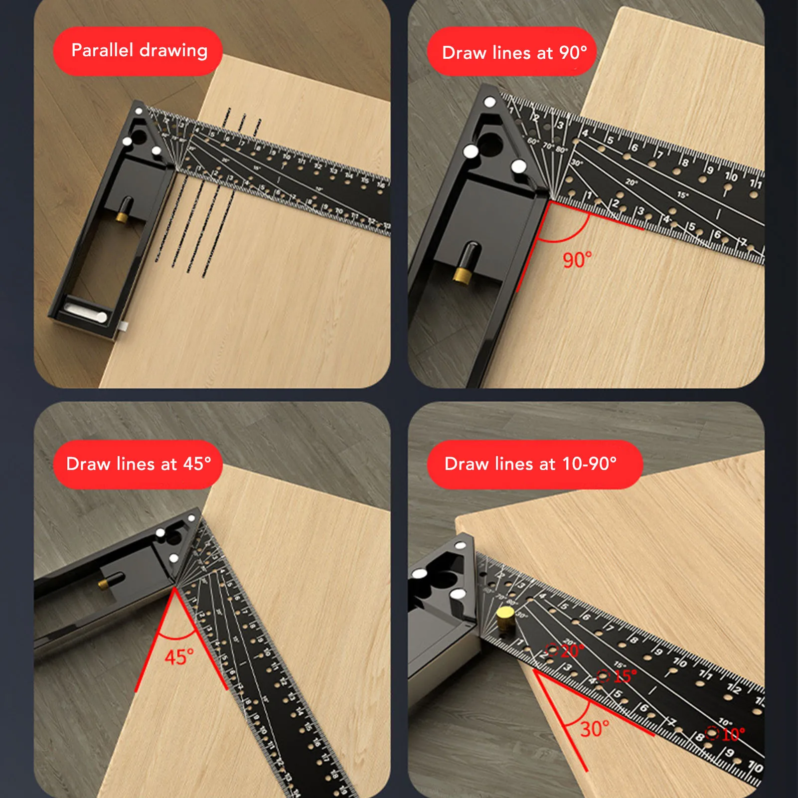 Multi Angle Measuring Ruler 12in Aluminum Alloy and High Carbon Steel Right Angle Ruler with Clear Scale for Accurate Measuring
Multi Angle Measuring Ruler 12in Aluminum Alloy and High Carbon Steel Right Angle Ruler with Clear Scale for Accurate Measuring
