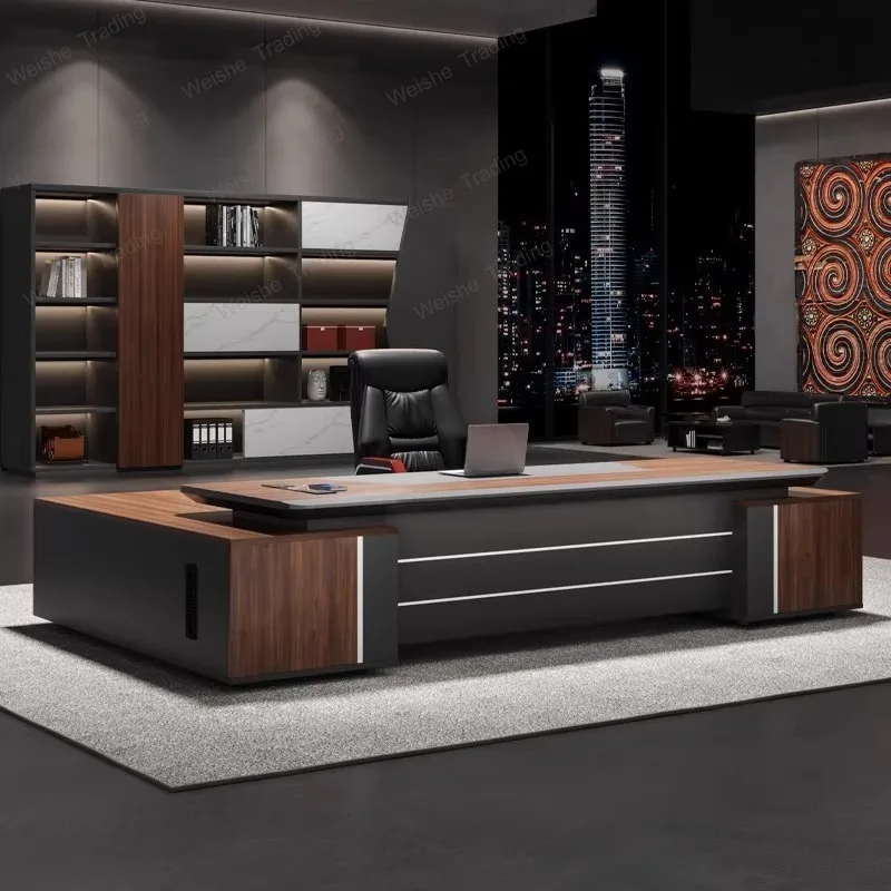 Painting boss desk and chair combination bookcase high-end leadership desk office desk and chair chairperson's office
Painting boss desk and chair combination bookcase high-end leadership desk office desk and chair chairperson's office
