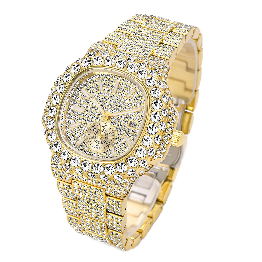 Hip Hop Brand Fashion Iced Out Watches Men Luxury Full Diamond 18K Gold Automatic Date Clock Steel Waterproof Watch Male
Hip Hop Brand Fashion Iced Out Watches Men Luxury Full Diamond 18K Gold Automatic Date Clock Steel Waterproof Watch Male