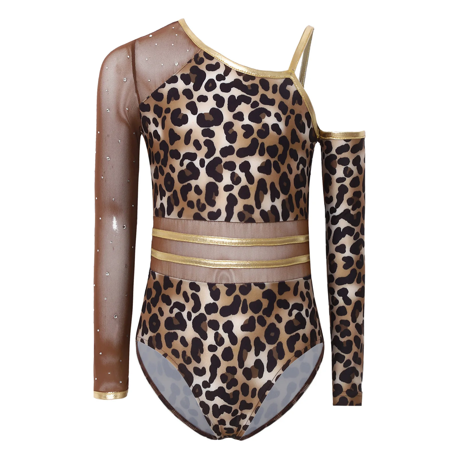 Girls Ballet Dance Leotard Caveman Unitard Mesh Patchwork Asymmetric Design Printed Rhinestones Printed Bodysuit with Oversleeve
Girls Ballet Dance Leotard Caveman Unitard Mesh Patchwork Asymmetric Design Printed Rhinestones Printed Bodysuit with Oversleeve