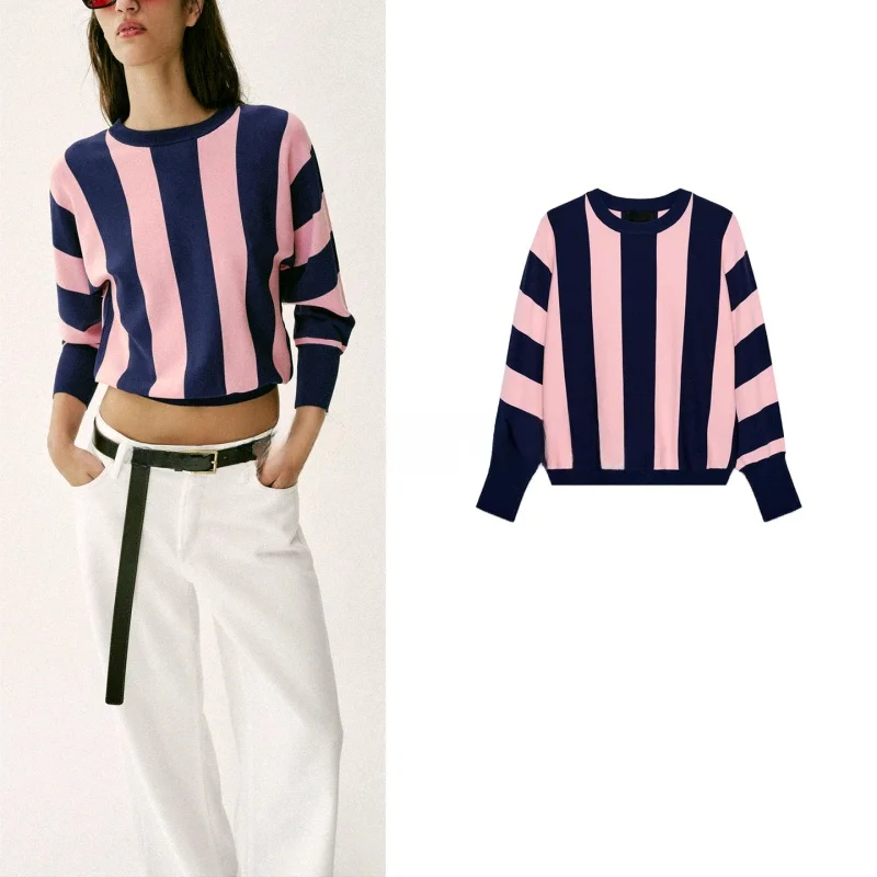 Summer New Women's Knitted Casual Long Sleeve round Neck Striped Patchwork Color Sweatshirt Standard Fit Ladies Polyester Fiber
Summer New Women's Knitted Casual Long Sleeve round Neck Striped Patchwork Color Sweatshirt Standard Fit Ladies Polyester Fiber