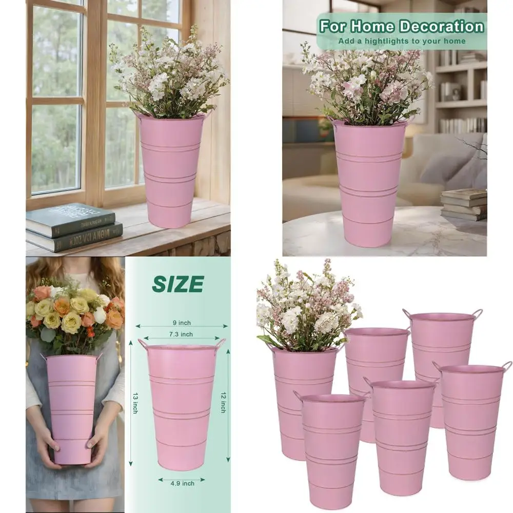 Набор из 6 ржаво-розовых оцинкованных металлических ваз для декора в стиле фермерского дома и свадеб
Набор из 6 ржаво-розовых оцинкованных металлических ваз для декора в стиле фермерского дома и свадеб