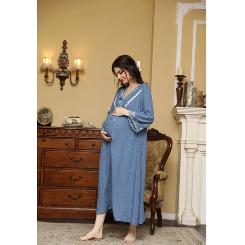 Pregnant Women's Sleeping Dress Four Seasons New Sweet Princess Gravida Lounge Dress Loose Soft Breathable Home Furnishing Dress
Pregnant Women's Sleeping Dress Four Seasons New Sweet Princess Gravida Lounge Dress Loose Soft Breathable Home Furnishing Dress