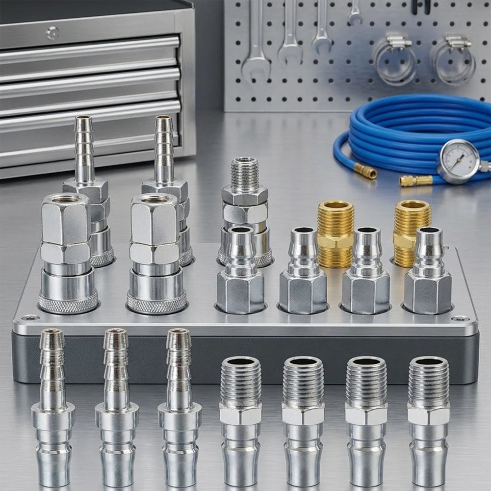 18pcs Pneumatic Fitting Quick Connect Set Quick Coupling Connector For Air Hose Fittings Coupling Compressor Accessories
18pcs Pneumatic Fitting Quick Connect Set Quick Coupling Connector For Air Hose Fittings Coupling Compressor Accessories
