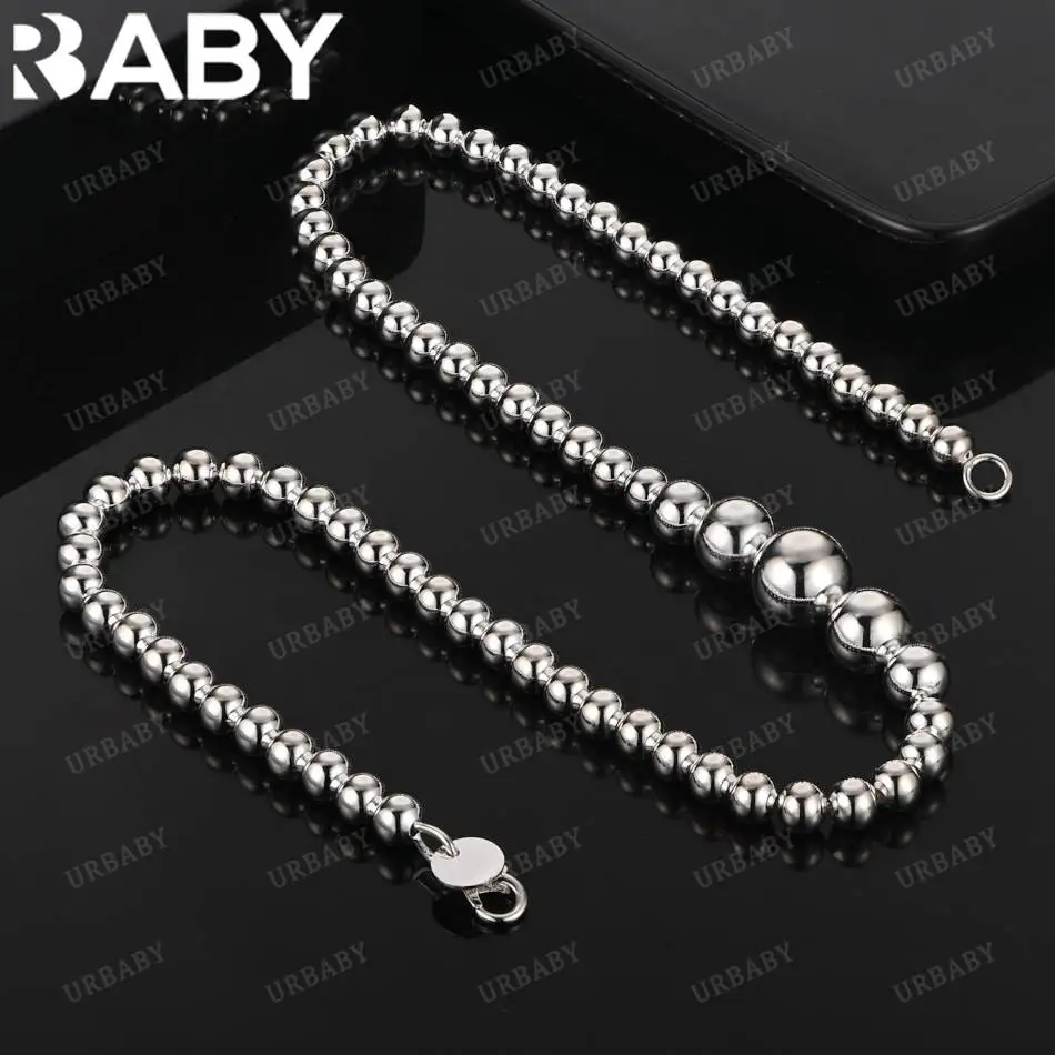 URBABY 925 Sterling Silver 45cm Beads Necklace For Women Men Charm Trend Birthday Gifts Fashion Party
URBABY 925 Sterling Silver 45cm Beads Necklace For Women Men Charm Trend Birthday Gifts Fashion Party