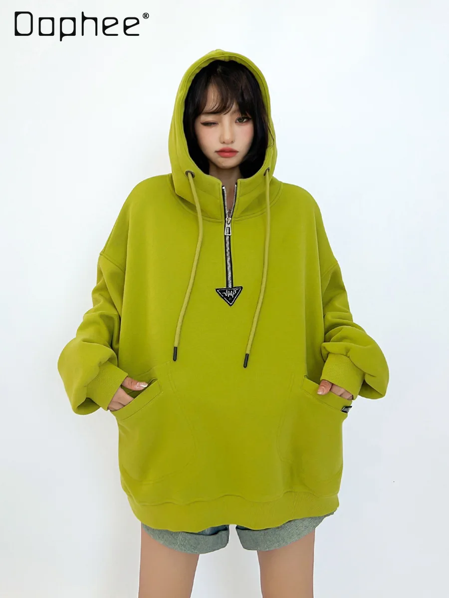 European Goods High-end Hooded Sweatshirts Women's Design Zipper Semi-open Neck Jacket Hoodie Coat Oversized Hoodie Autumn
European Goods High-end Hooded Sweatshirts Women's Design Zipper Semi-open Neck Jacket Hoodie Coat Oversized Hoodie Autumn