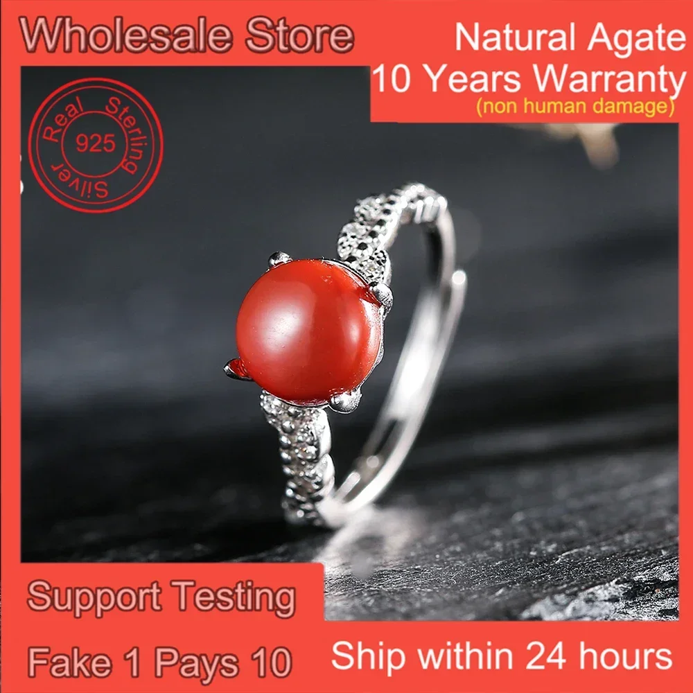 8mm Natural Red Agate Gemstone S925 Solid Silver Ring Women's Adjustable Bands Handmade Traditional Jewelry Birthstone Gift
8mm Natural Red Agate Gemstone S925 Solid Silver Ring Women's Adjustable Bands Handmade Traditional Jewelry Birthstone Gift