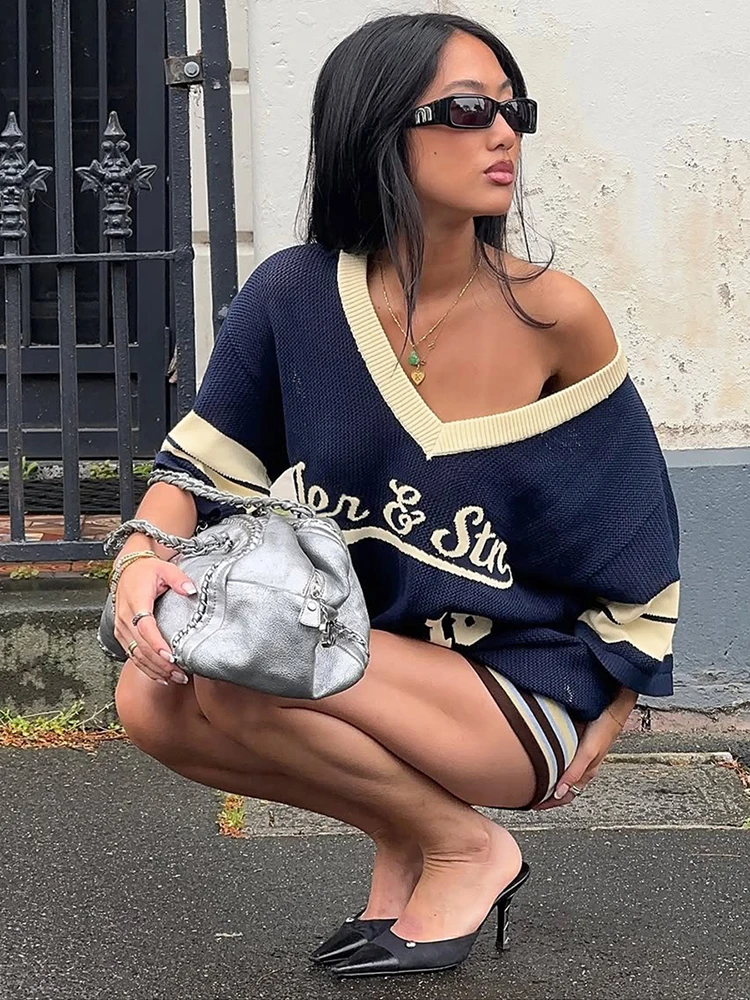 Nibber Loose T-Shirts Women Knit Letter Print Y2K Shorts Sleeve Sporty Casual Streetwear Stretch Midnight Party Elastic Tees
Nibber Loose T-Shirts Women Knit Letter Print Y2K Shorts Sleeve Sporty Casual Streetwear Stretch Midnight Party Elastic Tees