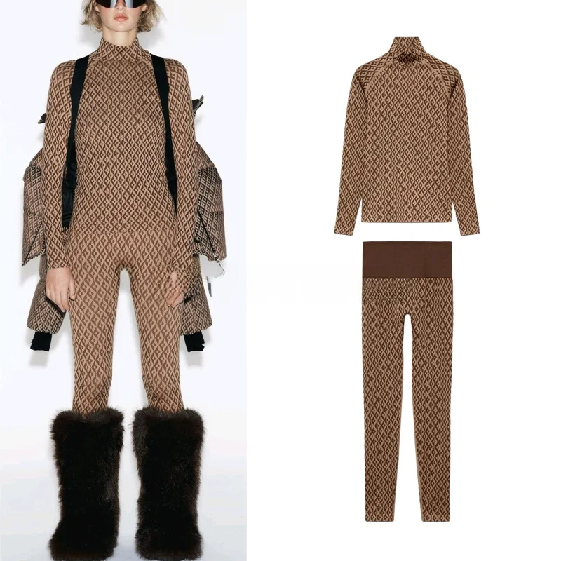 Women's Winter Skiing Outfit Long Sve Thermal T-irt And High Waist Bot Set Warm Casual Sle Long Pants Two Piece Set
Women's Winter Skiing Outfit Long Sve Thermal T-irt And High Waist Bot Set Warm Casual Sle Long Pants Two Piece Set