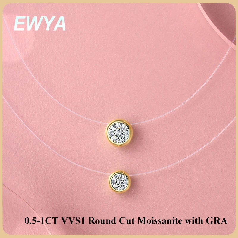 EWYA Round Bezel 0.5-1CT Moissanite Pendant Necklace for Woman Man 925 Silver Fishing Line Marquise Oval Cut Diamond Necklaces
EWYA Round Bezel 0.5-1CT Moissanite Pendant Necklace for Woman Man 925 Silver Fishing Line Marquise Oval Cut Diamond Necklaces