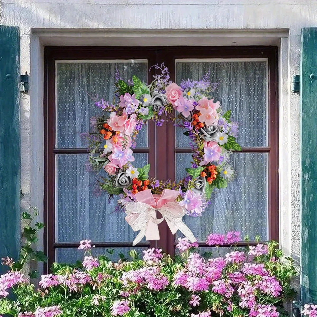 Spring Rose Daisy Wreath, 15.7in Spring Summer Bow Artificial Wreath for Front Door Easter Spring Wreath Home Wall
Spring Rose Daisy Wreath, 15.7in Spring Summer Bow Artificial Wreath for Front Door Easter Spring Wreath Home Wall
