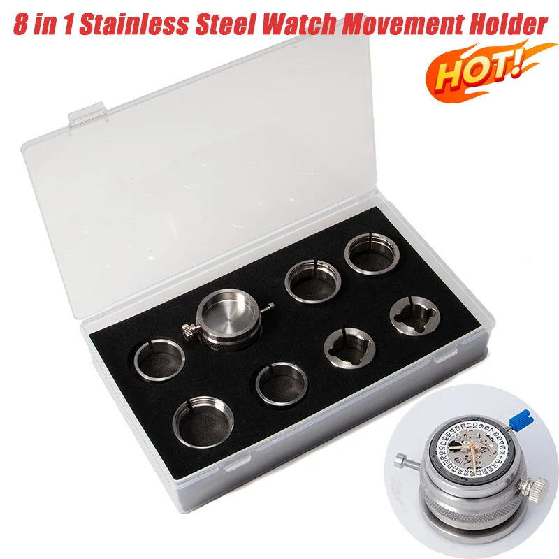 Watch Repair Tools 8 in 1 Stainless Steel Watch Movement Holders for 2824/2671/7750/2000/8500/2500/3135/2892 with Rotatable base
Watch Repair Tools 8 in 1 Stainless Steel Watch Movement Holders for 2824/2671/7750/2000/8500/2500/3135/2892 with Rotatable base