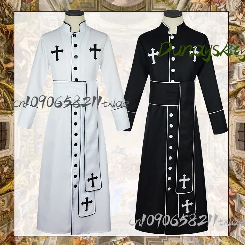 Halloween Priest Robe Medieval Clergy Cosplay Costume Father Cassock Roman Collar Sash Gothic Vestments for Stage Performance
Halloween Priest Robe Medieval Clergy Cosplay Costume Father Cassock Roman Collar Sash Gothic Vestments for Stage Performance