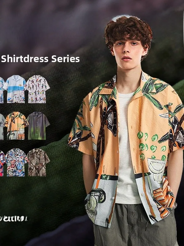 New Spring Summer fiti ort Sve irt Turn-down Collar Cardigan Holiday Sle Bubble Cloth Series Men's Casual Wear
New Spring Summer fiti ort Sve irt Turn-down Collar Cardigan Holiday Sle Bubble Cloth Series Men's Casual Wear