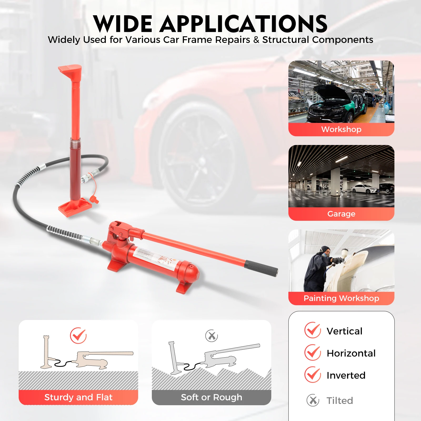 6T 15PCS Auto Body Repair Tool Kit - Hydraulic Jack Set, 13227LBS Load, 4 Extension Tubes, Leak-Free & Heavy-Duty Steel
6T 15PCS Auto Body Repair Tool Kit - Hydraulic Jack Set, 13227LBS Load, 4 Extension Tubes, Leak-Free & Heavy-Duty Steel
