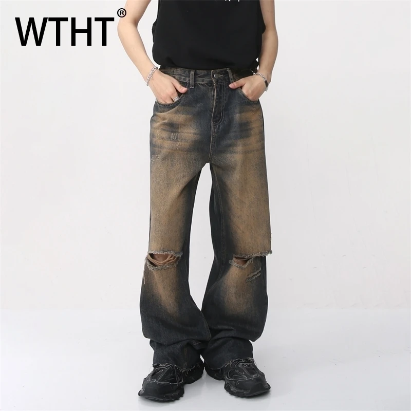WTHT Vintage New Men's Do Old Hole Burr Edge Straight Denim Pants Fashion Loose High-waisted Wide Leg Jeans Male Summer 2A0040
WTHT Vintage New Men's Do Old Hole Burr Edge Straight Denim Pants Fashion Loose High-waisted Wide Leg Jeans Male Summer 2A0040