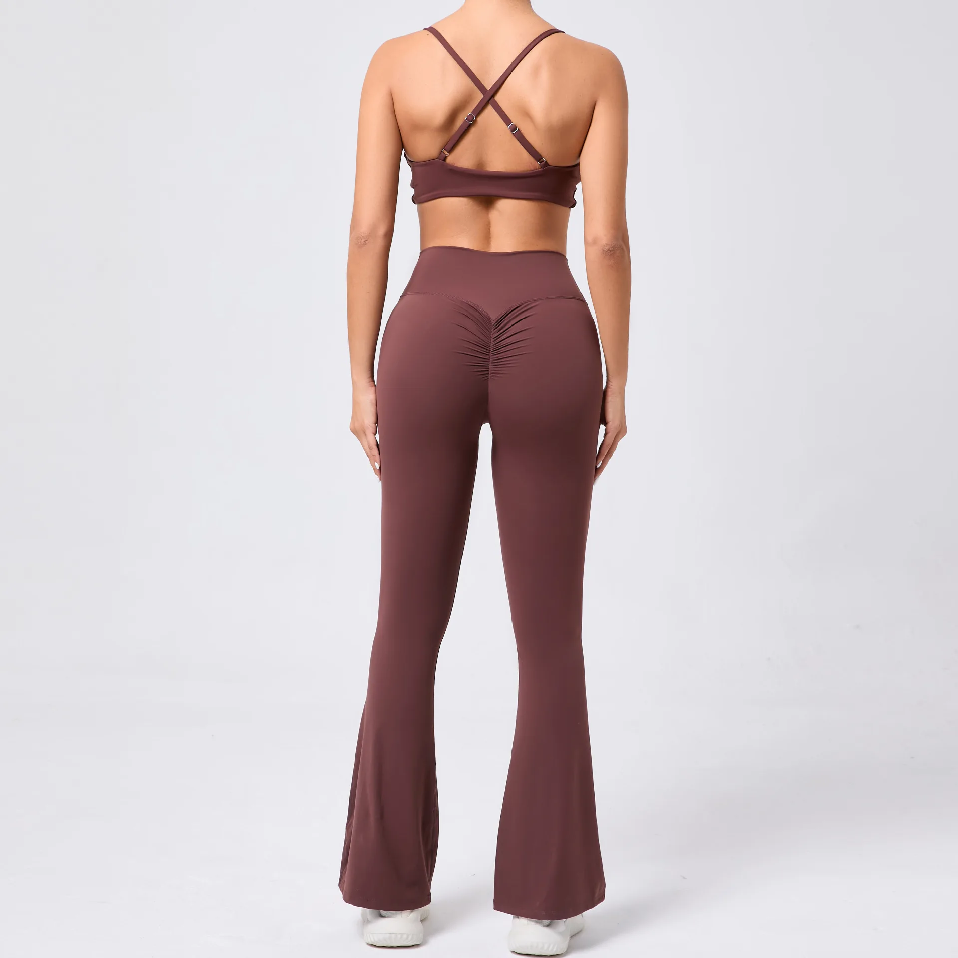 Seamless Yoga Set Sports Fitness High Waist Hip-lifting Backless Flared Pants Bra Suit Workout Clothing Gym Tracksuit for Women
Seamless Yoga Set Sports Fitness High Waist Hip-lifting Backless Flared Pants Bra Suit Workout Clothing Gym Tracksuit for Women