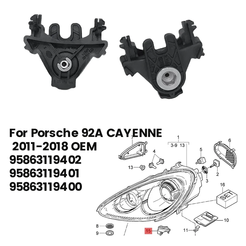 2Pcs Head Light Mount Support 95863119400 95863119402 95863119401 For Porsche 92A Cayenne 11-18
2Pcs Head Light Mount Support 95863119400 95863119402 95863119401 For Porsche 92A Cayenne 11-18