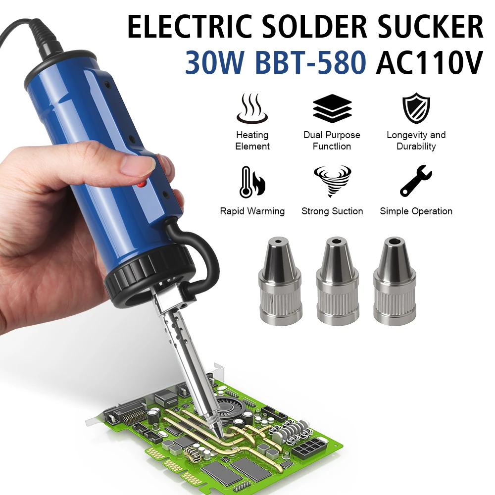New Desoldering Machine Tin Sucker Automatic Electric Solder with 3 Suction Nozzle Portable Vacuum Soldering ADT03 Remove Pump
New Desoldering Machine Tin Sucker Automatic Electric Solder with 3 Suction Nozzle Portable Vacuum Soldering ADT03 Remove Pump