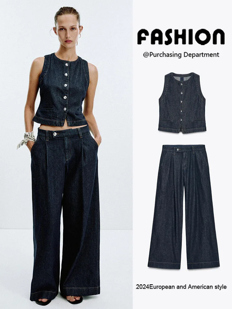 Fall 2025 Women's Slim Fit Buttonless Sleeveless Vest New Style Jeans Combo 3777225 Vest 3777223 Denim Pants Fashionable Set
Fall 2025 Women's Slim Fit Buttonless Sleeveless Vest New Style Jeans Combo 3777225 Vest 3777223 Denim Pants Fashionable Set
