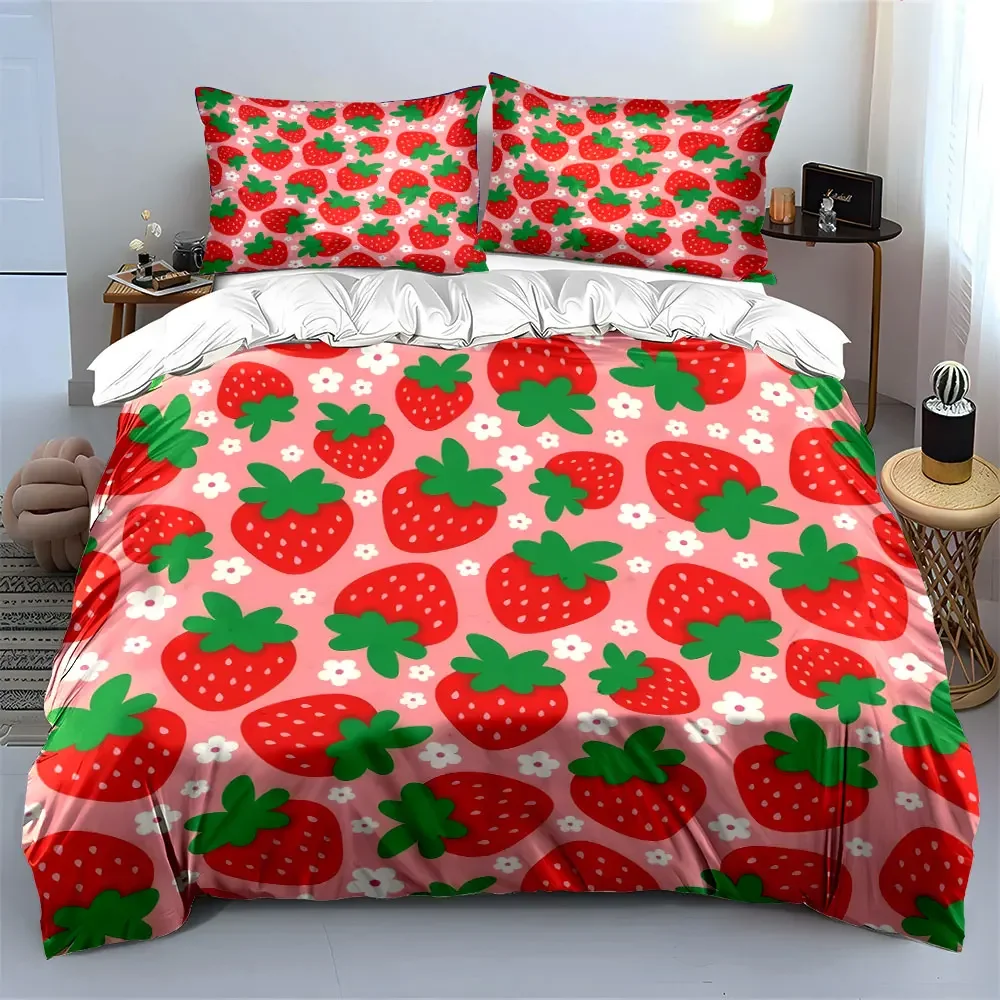 Strawberry Pattern Decor Set Soft Comfortable Duvet Cover Bedding Set Included 1*Duvet Cover & 2*Pillowcases, gift
Strawberry Pattern Decor Set Soft Comfortable Duvet Cover Bedding Set Included 1*Duvet Cover & 2*Pillowcases, gift