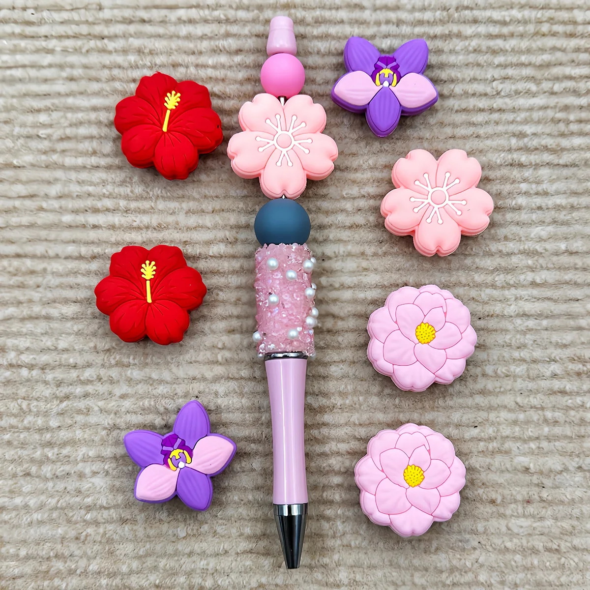 10PCS Flower Silicone Focal Beads for Pen DIY Floral Rubber Beads for Jewelry Making, Beadable Pen Accessories Kit for Crafts
10PCS Flower Silicone Focal Beads for Pen DIY Floral Rubber Beads for Jewelry Making, Beadable Pen Accessories Kit for Crafts