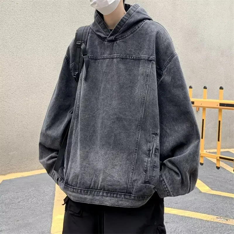 Washed Denim Hoodie Men's Loose Fit Autumn Winter Street Style Casual Brand Outerwear Long Sleeve Youth Fashion
Washed Denim Hoodie Men's Loose Fit Autumn Winter Street Style Casual Brand Outerwear Long Sleeve Youth Fashion