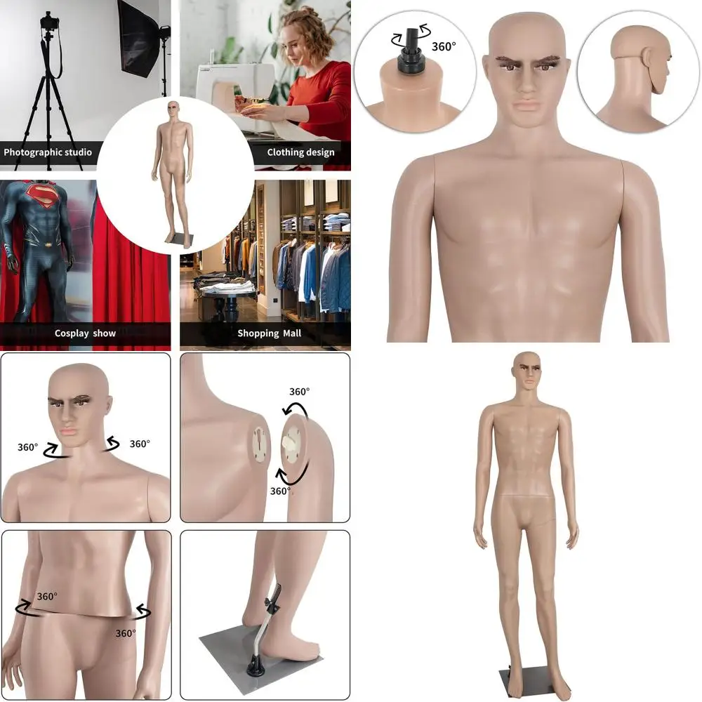 Adjustable 73 Inch Realistic Male Mannequin with Rotating Arms and Metal Base for Clothing Display
Adjustable 73 Inch Realistic Male Mannequin with Rotating Arms and Metal Base for Clothing Display