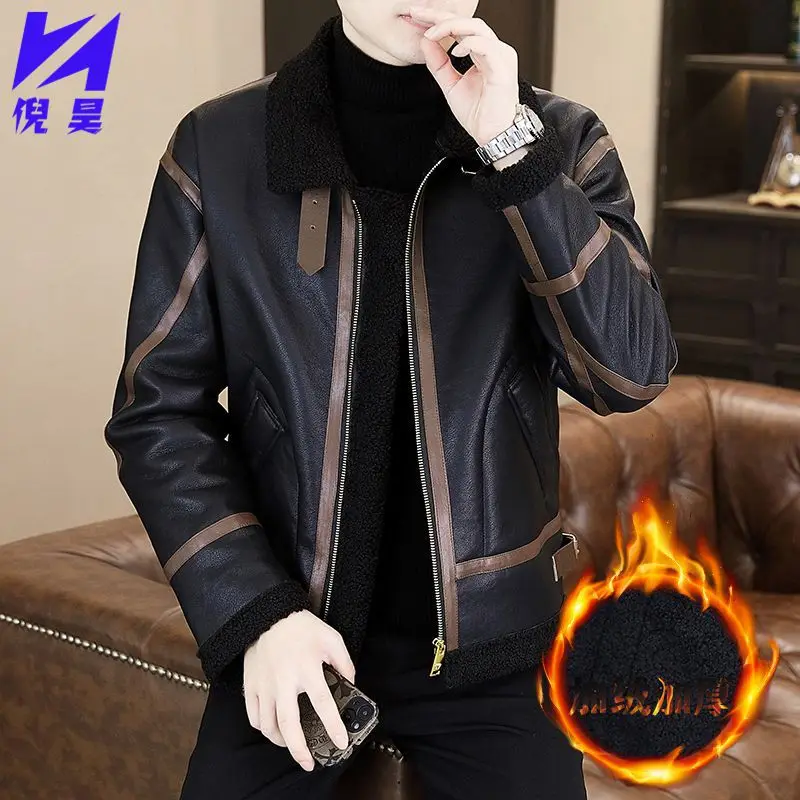 2024 Men's New Winter Clothes Lapel Faux Fur Integrated Velvet Thick Fur Collar Leather Coat
2024 Men's New Winter Clothes Lapel Faux Fur Integrated Velvet Thick Fur Collar Leather Coat