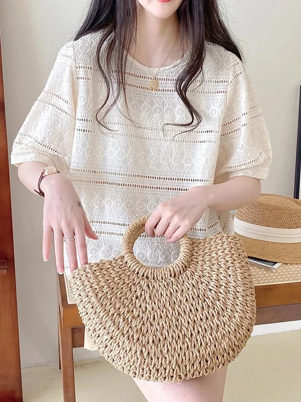 plus Size Women's Lace Hollow Bubble ort Sve irt Summer Loose Slimming Gentle Sle Top round Ne Casual Faion
plus Size Women's Lace Hollow Bubble ort Sve irt Summer Loose Slimming Gentle Sle Top round Ne Casual Faion